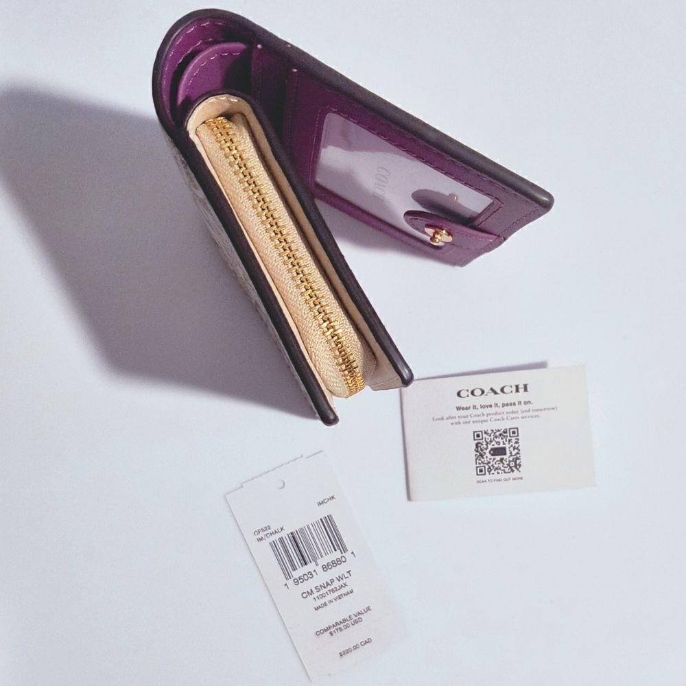 Coach Monogram Print Snap Wallet - Picture 3 of 7